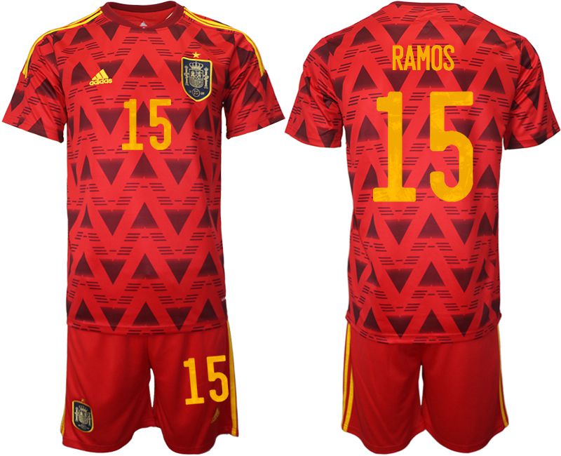 Men 2022 World Cup National Team Spain home red 15 Soccer Jersey